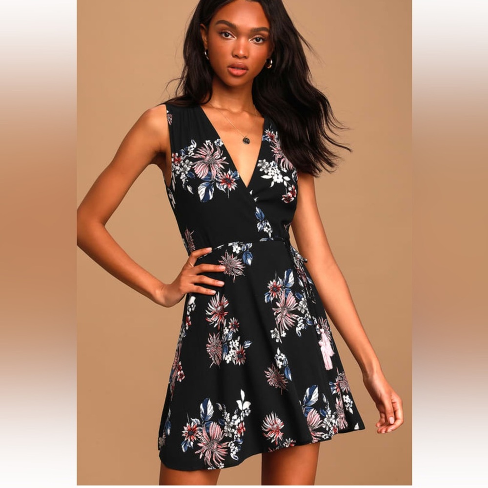Midnight Flower Wrap Dress